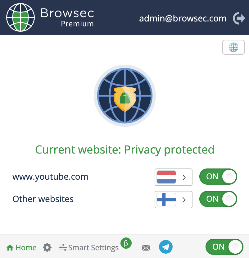 Tek tıkla bağlanan Browsec VPN ve proxy uzantısı penceresi